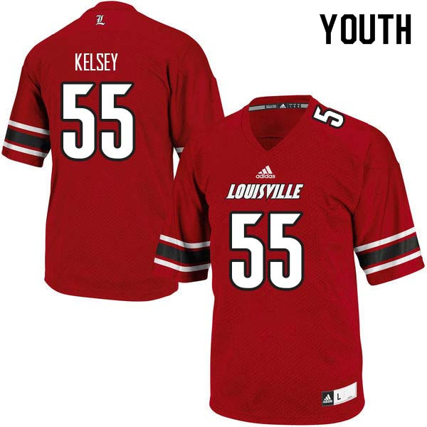 Youth Louisville Cardinals #55 Keith Kelsey College Football Jerseys Sale-Red